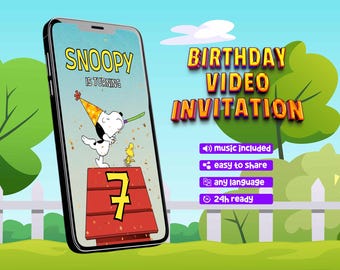 Video Invitacion de Snoopy, Invitación de cumpleaños animada Snoopy, Invitacion Digital Snoopy