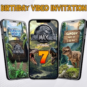 Birthday Video Invitation Jurassic World, Dinosaur Party, Digital Dinosaur Invitation