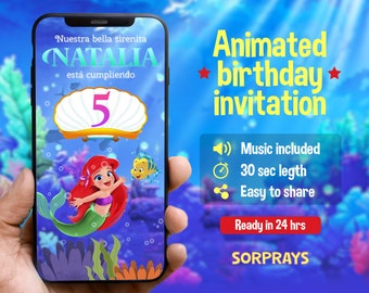 The Little Mermaid animated birthday invitation