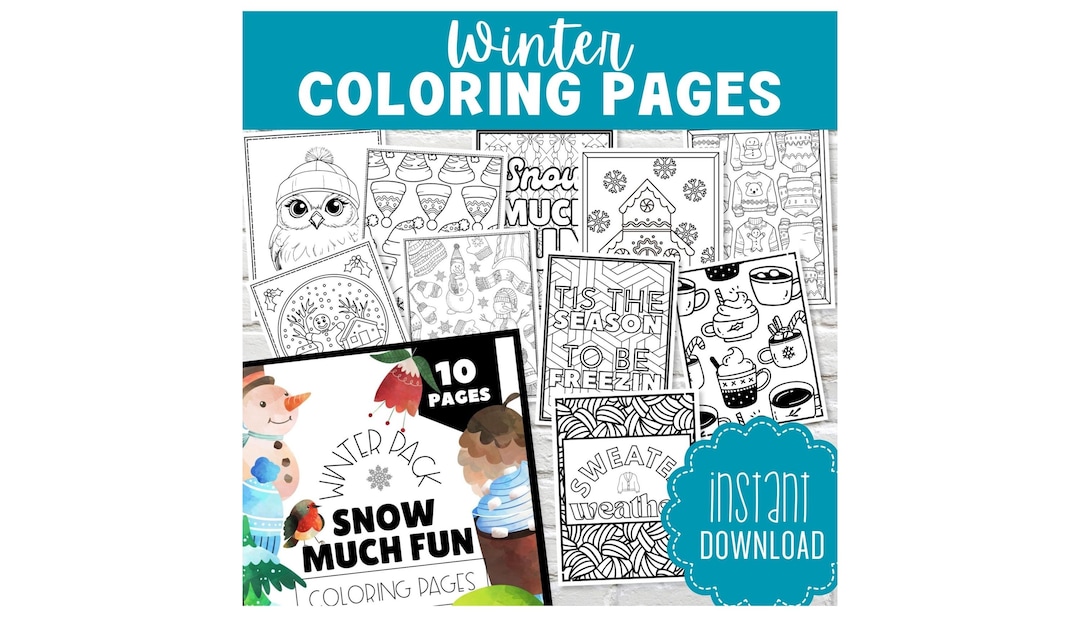 Cozy Winter Coloring Pages for Kids | Snow Day Activity Colouring Book ...