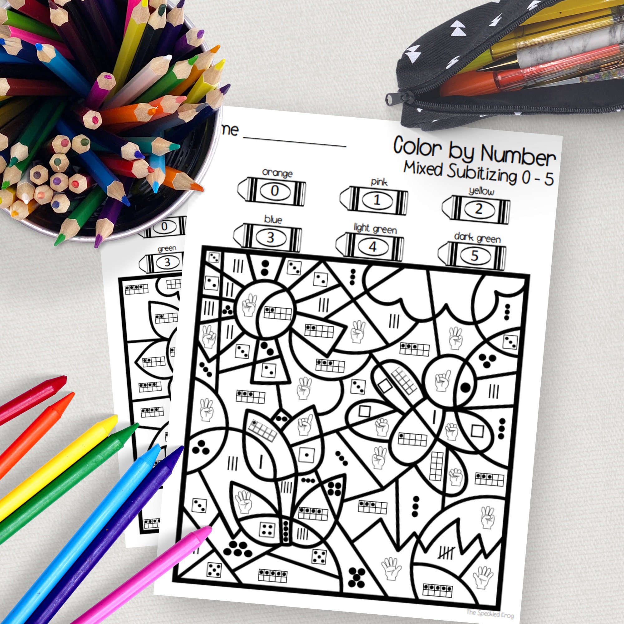 Kindergarten Worksheets Color by Number INSTANT DOWNLOAD, Subitizing ...