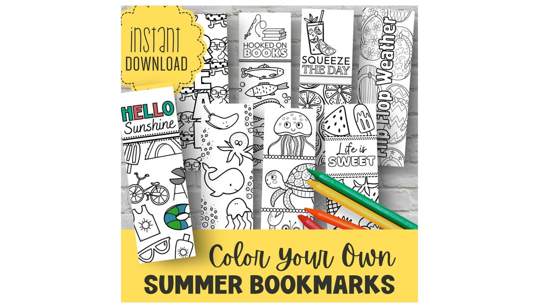 Summer Coloring Bookmarks Printable | Color Your Own Kids Craft ...