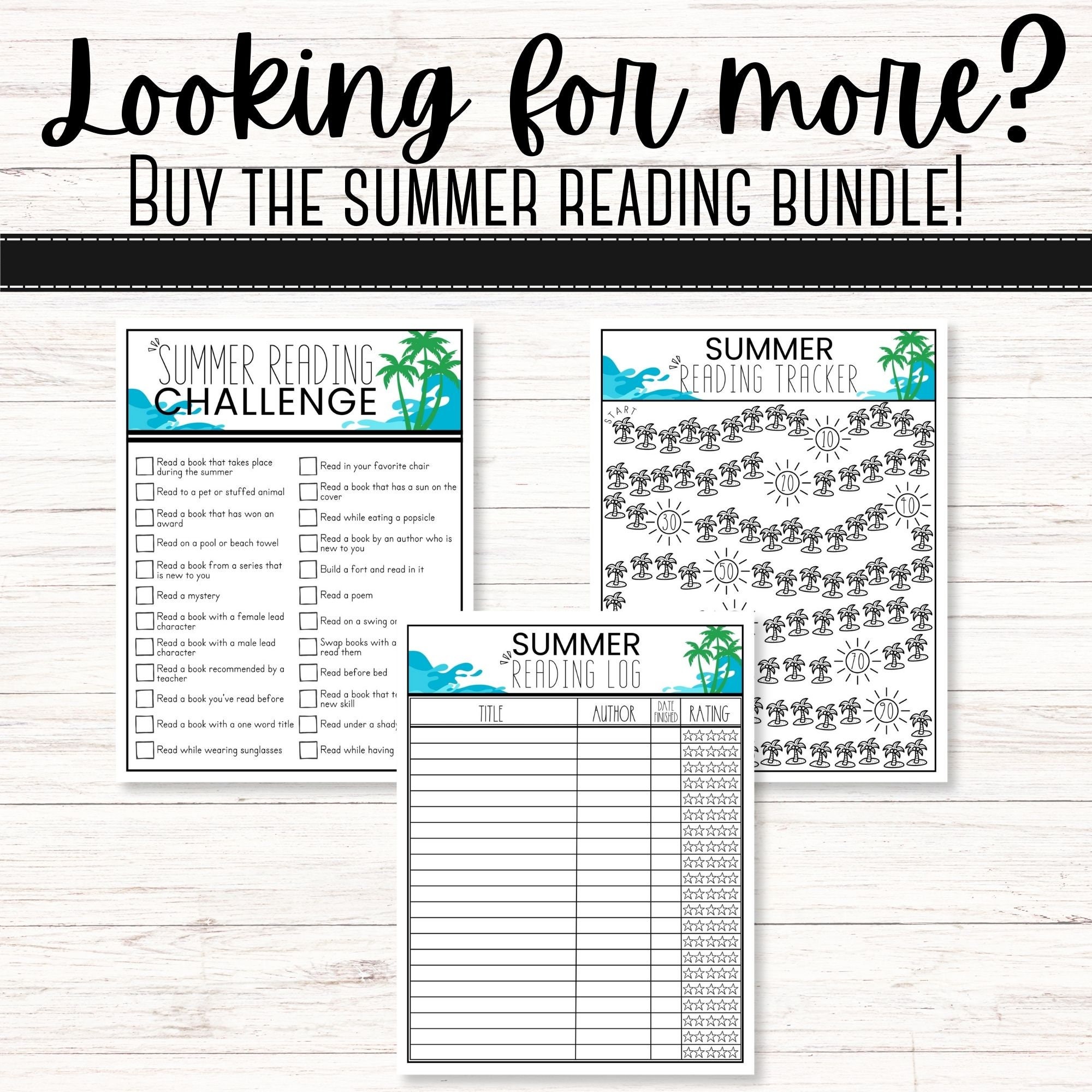 Summer Reading Logs for Kids | INSTANT DOWNLOAD | Printable Writing ...