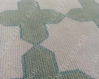 ready to ship 2.6X6 Green white Oushak Made to Order (In Any Size!) Geometric Knotted Modern Oushak rug/pastel/muted oushak rug.
