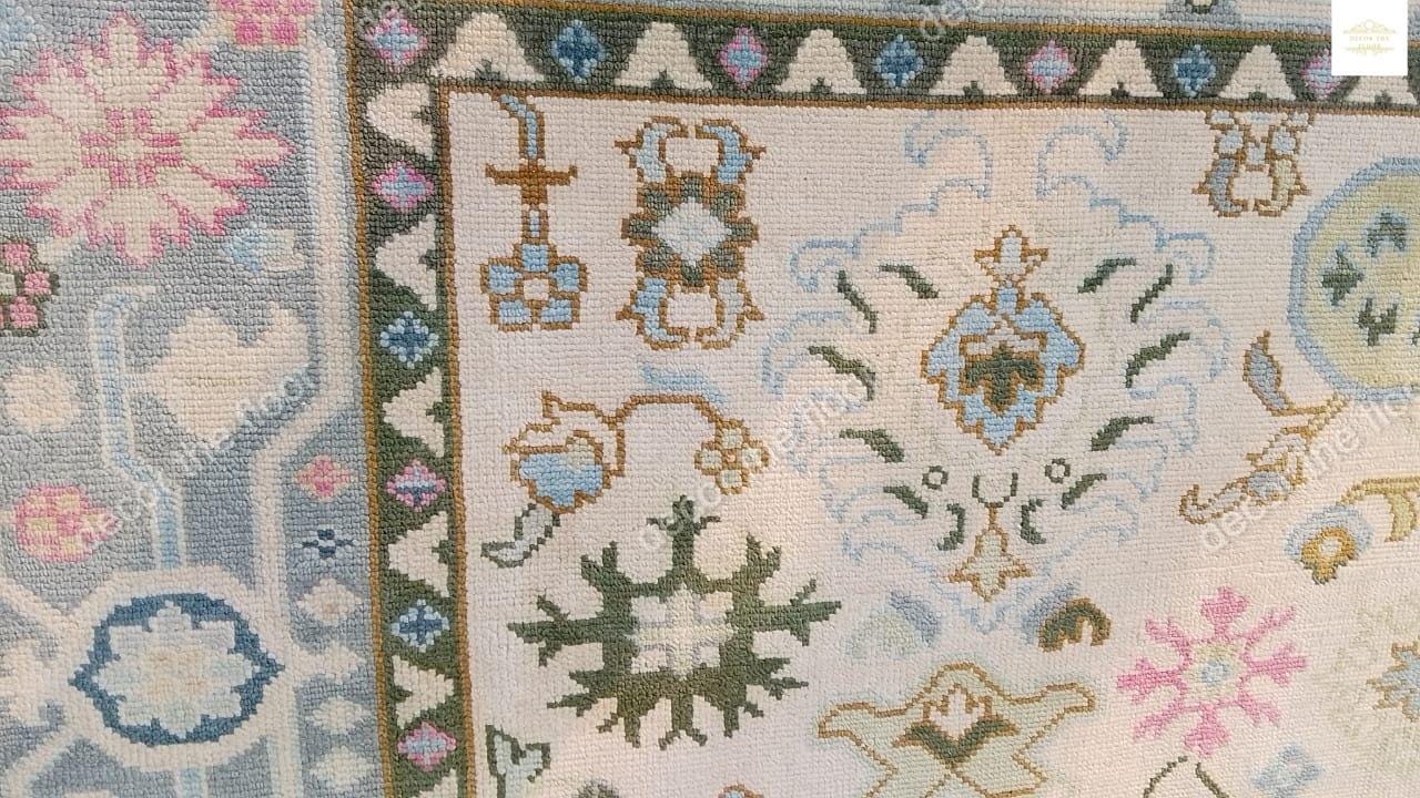 9x12 Oushak rug Made to Order (In Any Size) Geometric Knotted Modern Oushak rug large area rug/pastel/muted oushak rug.