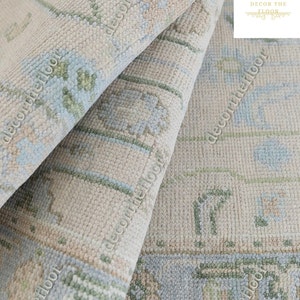 Hand-Knotted Wool Oushak Rug: Pastel Brown, 5x8 or 6x9 ft