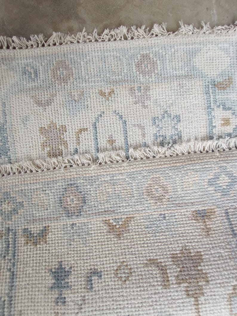 Hand Knotted Wool Oushak Rug: Pastel Geometric Design, Made to Order - Etsy