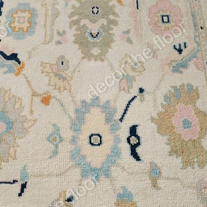 8x10 Hand knotted green white Oushak Made to Order (In Any Size!!!!) Geometric Knotted Modern Oushak rug/ large area/sage/muted oushak rug.
