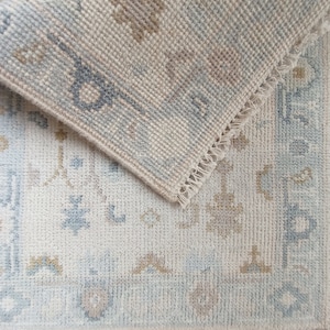 Pastel Oushak Made to Order (In Any Size!!!!!) Geometric Knotted Modern Oushak rug/ large area rug/pastel/sage/muted oushak rug.