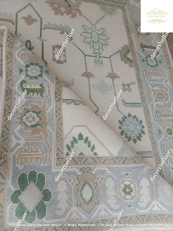 9x12 Wool Oushak Rug: Hand-Knotted Vintage-Inspired Design