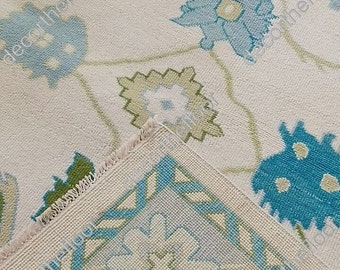 8x10 white  Oushak rug Made to Order (In Any Size!!!!!) Geometric Knotted Modern Oushak rug/ large area rug/pastel/sage/muted oushak rug.