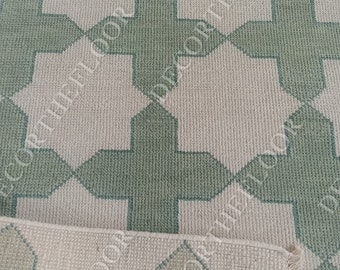 Green white Oushak Made to Order (In Any Size!) Geometric Knotted Modern Oushak rug/pastel/muted oushak rug. ready to ship