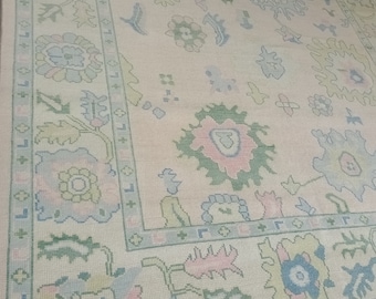 Bleach and blue rug Modern Oushak rug beautiful rug ,large are rug