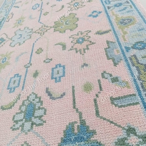 9x12 pink blue  pastel rug Modern Oushak rug beautiful rug ,large are rug fast delivery