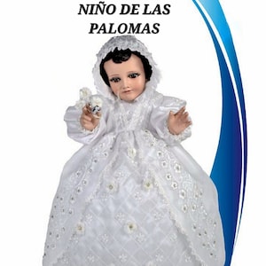 Trajecito Lujo Niño de las Palomas, Niño Dios con accesorios Incluidos/Baby Jesus Outfit/Ropon Dios,Traje Niño Dios, Vestido de Niño Dios
