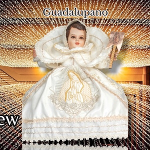 NUEVO Trajecito Lujo Guadalupano Vesitdo con accesorios Incluidos Baby Jesus Outfit Ropon Niño Dios Traje Niño Dios Vestido Virgen Guadalupe
