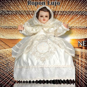 NEW Trajecito Lujo Ropon Bordado Vesitdo con accesorios Incluidos Baby Jesus Outfit Ropon Niño Dios Traje Niño Dios Vestido Niño Dios Christ