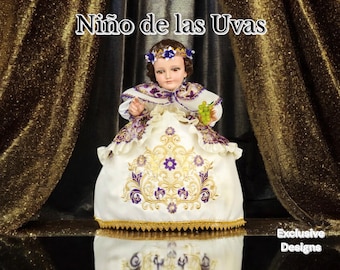 Nuevo Niño De La Uvas Vestido Niño Dios, Accesorios Incluidos/Baby Jesus Outfit/Ropon de Niño Dios Traje Niño Dios Vestido de Niño Dios