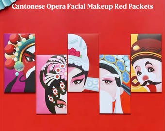 Pak van 10 stuks Chinese Traditionele Kantonese Opera Gezichtsmake-up Zegen Rode Enveloppen Geluksgeld Cadeaupakket