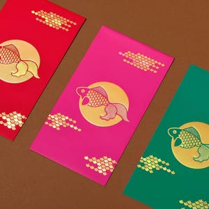 Packung mit 3 Stück Chinesisches Neujahr High-End-Goldfolie 年年wird 年年 Gemälde ;) Laser Geprägte Rot Umschlag Glück Geld Geschenk Paket für Hochzeit Weihnachtsfeier Veranstaltungen