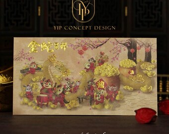 Pack of 20pcs Year of The Snake Red Envelopes Gold Foil Lucky Money Gift Packet