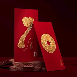 Envelope vermelho com estampagem a quente em relevo 3D a laser, totalmente personalizado, universal, cavalo de ano novo, dinheiro da sorte, pacote de presente personalizado para sua empresa