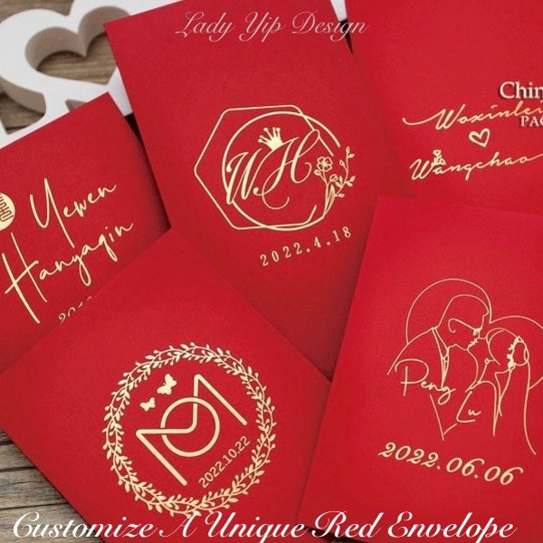 100pcs Customize A Unique Red Envelope Belongs to You for Wedding Blessings Children's Full Moon Business Celebration Events and Moving Gift