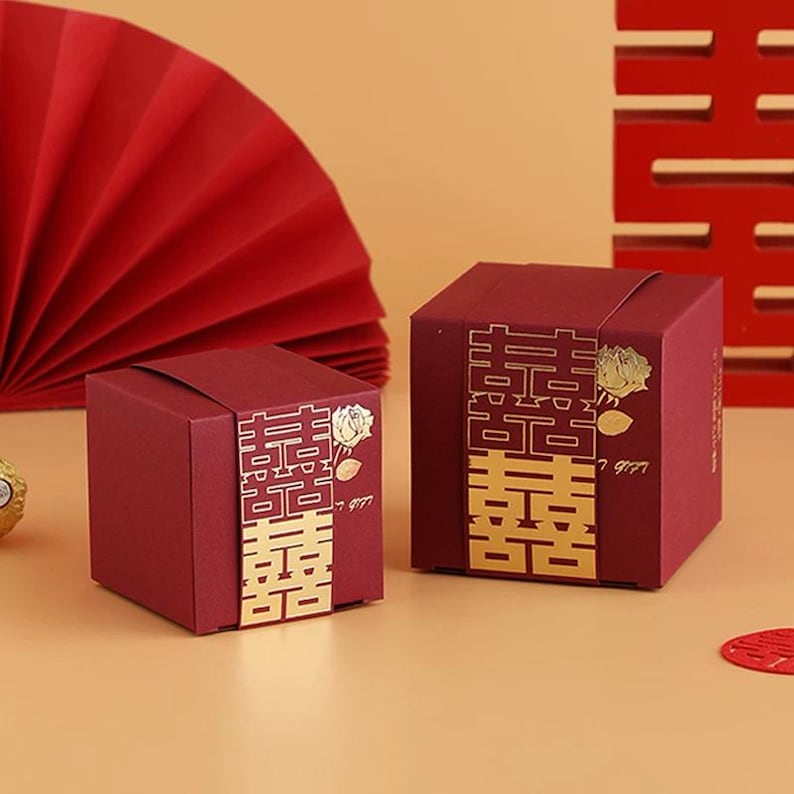 Gold Foiled 囍 Wedding Candy Box: Chinese Cultural Favor (50pcs) - Etsy