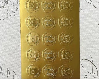 200 guldfärgade bröllopsklistermärken: Dubbel lycka-presentetiketter