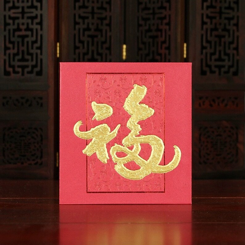 Pack of 50pcs 福 Chinese New Year Red Pocket Blessing Lucky Money Packet Creative Red Envelopes For Blessing Red Bag Articles image 4