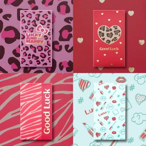 Elegante mehrere Farben 16 Stück rote Umschläge viel Glück perfekt für Neujahr, Weihnachten, Valentinstag und festliche Anlässe