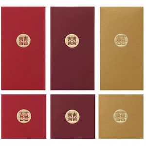 Packung mit 15 Stück Doppel Glück Geprägte Goldfolie 囍 Chinesisches Neujahr Hochzeit Roten Umschlag Braut und Bräutigam Liebe Für immer Glück Geld Geschenk Paket