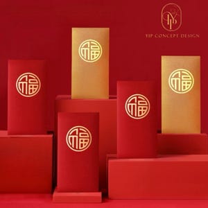 Confezione da 20 pezzi* Busta rossa per il capodanno cinese personalizzata con logo personalizzato (nome) e busta regalo creativa con denaro fortunato in lamina d'oro per la festa di nozze