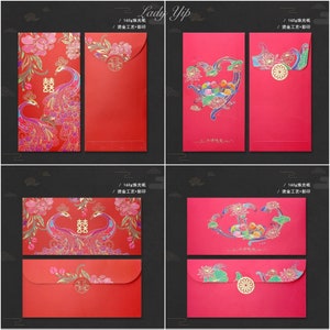 NEU! Packung mit 20 Stück Doppeltes Glück 囍 Chinesische Hochzeit Braut und Bräutigam Rotes Paket Roter Umschlag Geldgeschenk Umschlaghalter können angepasst werden