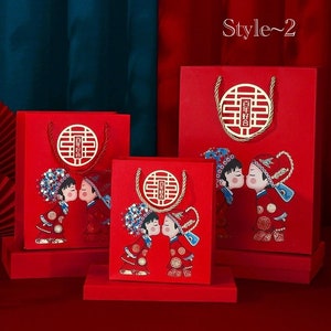 Lot de 20 pièces*sac à main créatif chinois de bonbons de mariage culturel | L'amour pour toujours | Sac cadeau de remerciement | Anniversaire feuille d'or | Porte-cadeau du Nouvel An