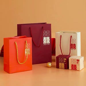 10 sacchetti regalo in lamina d'oro con tema creativo cinese per matrimonio, per bomboniere, per sempre, per ringraziamenti, per compleanni e regali per amici