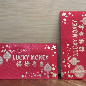 Packung mit 50 Stück 福 夀喜 Luxe Chinesisches Neujahr des Pferdes Goldfolie Rote Umschläge Glück Geld Geschenkpaket für die Hochzeit | Geburtstagsfeier | Anlass*
