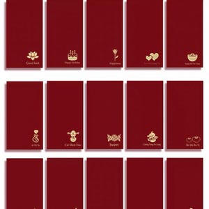 Busta rossa con modello fisso personalizzato da 40 pezzi con logo/testo, busta rossa con denaro fortunato, pacchetto regalo personalizzato per matrimonio/cognome/azienda