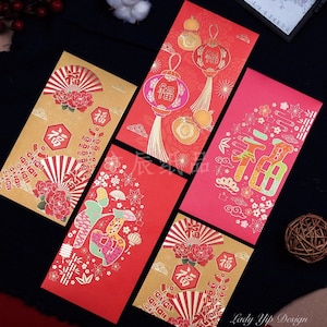 NIEUW! Pak van 20 stuks Nieuwjaar zegen 福 bruiloft reliëf goudfolie rood pakket rode envelop twee maten geluksgeld cadeau envelophouder