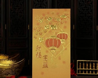 Sobres rojos dorados para Año Nuevo Chino - Paquetes de dinero de la suerte (9 unidades)