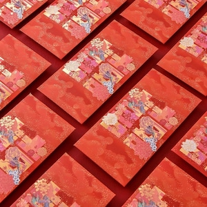 Packung mit 50 Stück Luxe Double Happiness 囍 Goldfolie Hochzeit Roter Umschlag Liebe für immer Glück Geld Geschenk Paket Chinesisches Neujahr Hochzeit Party