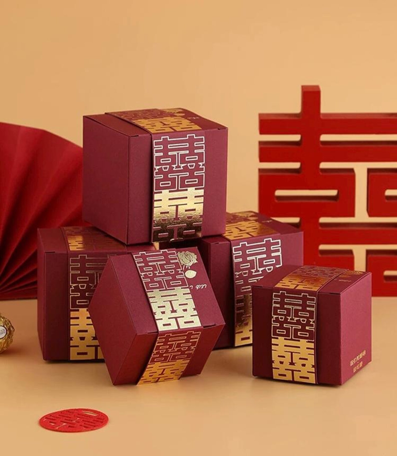 Gold Foiled 囍 Wedding Candy Box: Chinese Cultural Favor (50pcs) - Etsy