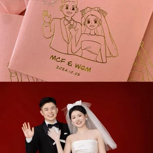 Benutzerdefinierte 100 Stück Porträt Zarte und Realistische Stil Handgezeichnete Illustration Hochzeit Roten Umschlag Glück Geld Packet Trends Chinesisches Neujahr