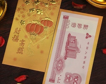 Pack of 9pcs Gold foiled 福 Chinese New Year Red Pocket Blessing Lucky Money Packet Creative Red Envelopes For Blessing Red Bag Articles