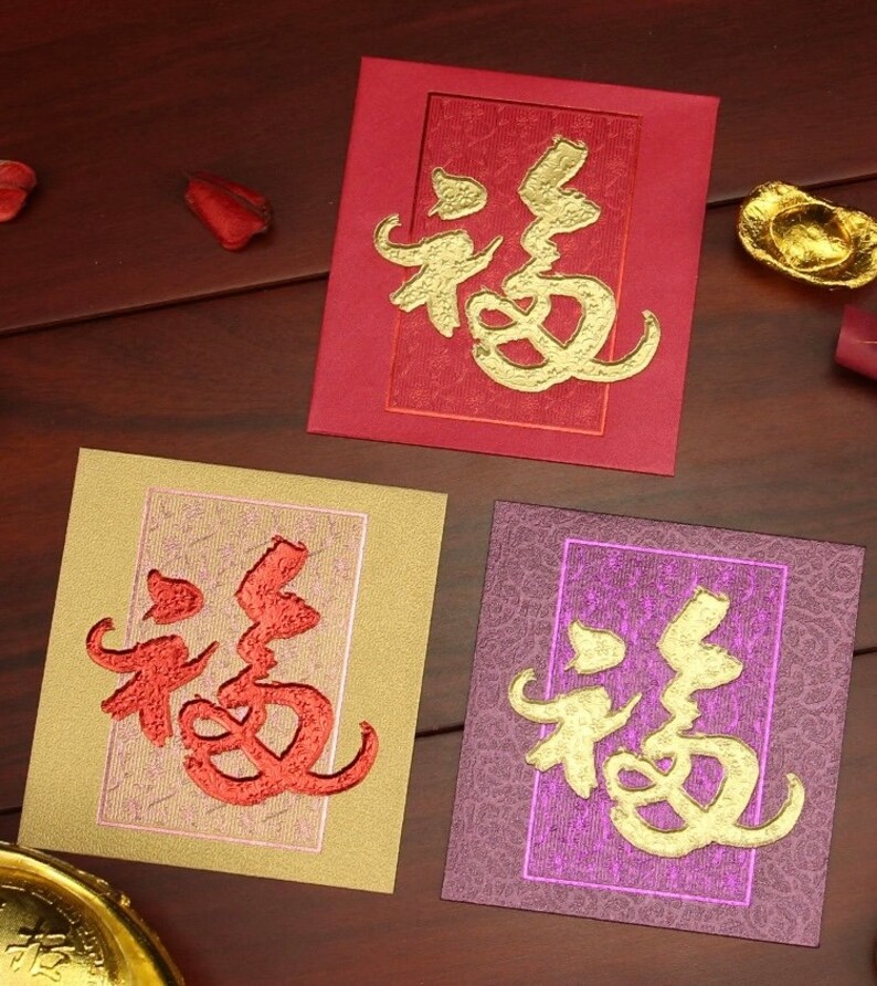 Pack of 50pcs 福 Chinese New Year Red Pocket Blessing Lucky Money Packet Creative Red Envelopes For Blessing Red Bag Articles image 2