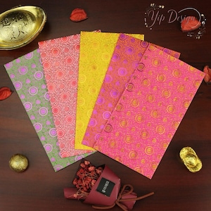 Confezione da 10 buste regalo rosse creative con fiori in lamina d'oro di alta qualità, per la benedizione del nuovo anno, per San Valentino e per il matrimonio.