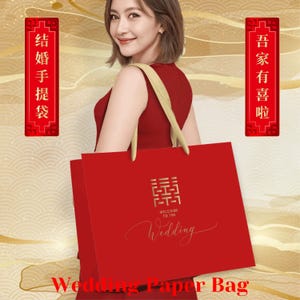 Set van 20 stuks creatieve Chinese culturele bruiloft snoep handtas | Liefde voor altijd | Cadeauzakje als bedankje | Goudfolie Favor Friend Cadeauhouder Tote