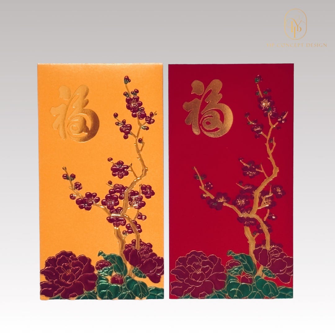 Pack of 20pcs New Year Gold Foil 福 Red Envelope Lucky Money Gift Packet ...