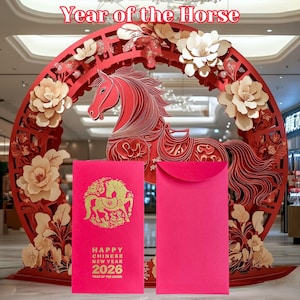 ¡NUEVO! Caja de regalo 2026 de 30 sobres rojos creativos con lámina dorada, paquete de regalo de la suerte para el Año Nuevo Chino del Caballo.