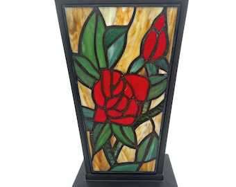 Eternal Rose Stained Glass Cremation Urn - Funeral Urn with FREE Matching Memorial Evite Template